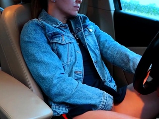 Redhead MILF Masturbates in Car