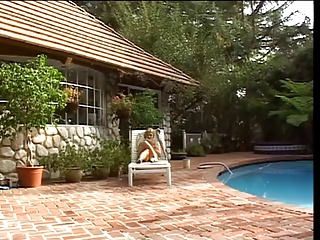 Blonde housewife takes a BBC by the pool