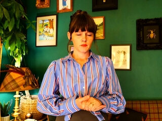 Cute curly brunette solo webcam masturbation