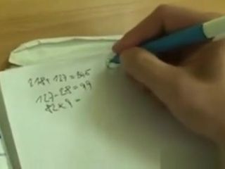 Nasty old techer takes on two young cocks