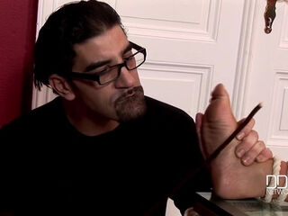 Bad guy pouring hot wax on hot babe