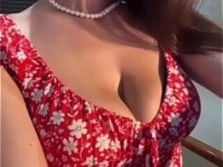 Stepmom fondles her big tits and excites