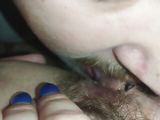 licking a beautiful hairy pussy