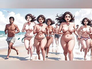 AI Generated Anime Style Sexy voluptuous Indian For The Great Indian Nude Marathon