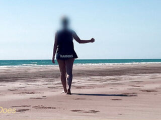 WIFEY dared walking around side boob on public beach