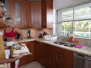 My attractive stepmother is diligently involved with a large phallus.