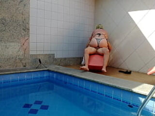 My sister-in-law thought she was alone at home so I caught her masturbating in the pool, I couldn&#039_t resist and went to help her