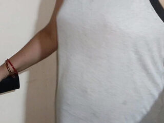 I m horny and naked during my gym session. Bumping my tits and ass. Real homemade video