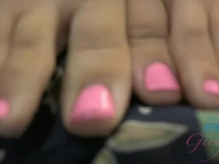 She starts out in a cute little dress and ends up with cum on her feet