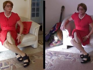 Julian069 Pantyhose, slip, red dress
