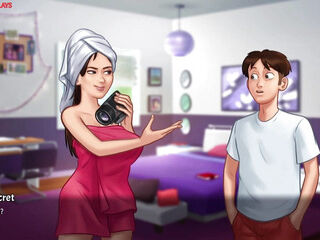 MILF Landlady caught him jerking off to her panties, MILF Caught Him Sniffing Her Panties - Summertime Saga 07