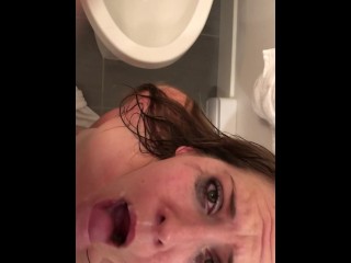 Wife Gets Fucked Face First in the Toilet and Gets a Facial
