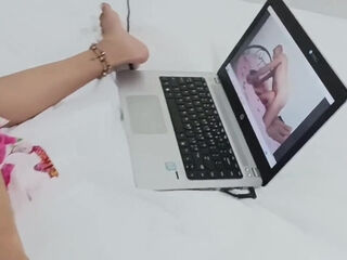 Little Angel - My Skinny Neighbour Girl Watching My Porn And Masturbating