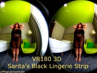 Sarita's Black Lingerie Strip - Huge Tits Showing Off