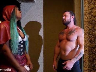 Tempting black cougar rough sex video