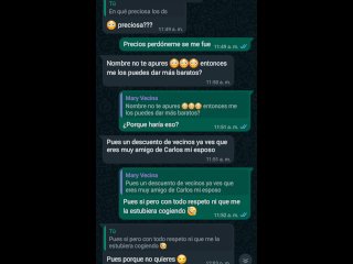 CON LA VENDEDORA DE CARNITAS LE MANDO WHATSAPP Y COJEMOS