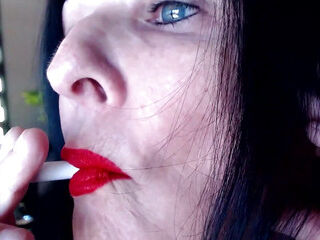 Red Lipstick Application Duck Lips Hot Smoking MILF