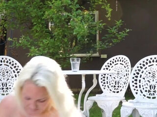 busty blonde milf rachel travers masturbates outdoor