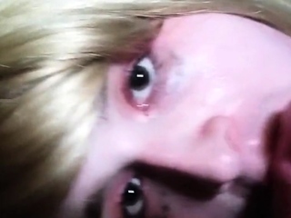 Blonde Crossdresser Swallows Huge Load from Older Man