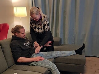 Why Would You Wanna Watch Tv When You Can Get A Hand And Blowjob?!