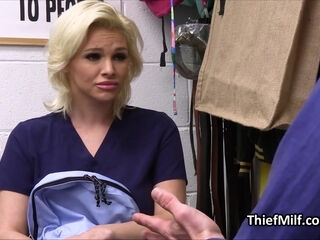 Security officer fucks buxom nurse for stealing meds