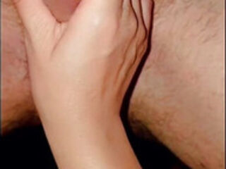 Squeezing the pre cum out his dick