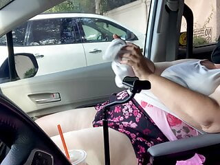 Hot Horny Sexy Big Ass Milf Mom With Big Tits Caught Masturbating Publicly In Car (Black Guy Jerk Off On SSBBW Wet Pussy