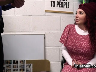 Curly big tit mature busted for stealing at the mall