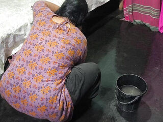 My aunty is cleaning the house and I hugged my step aunty