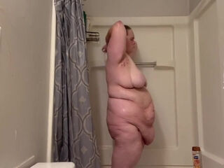 Fat Bitch Takes Steaming Hot Shower And Plays With Herself