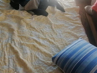 The hairy hair of the sexy wife dancing naked. Hairy brunette pussy, big tits, big ass.